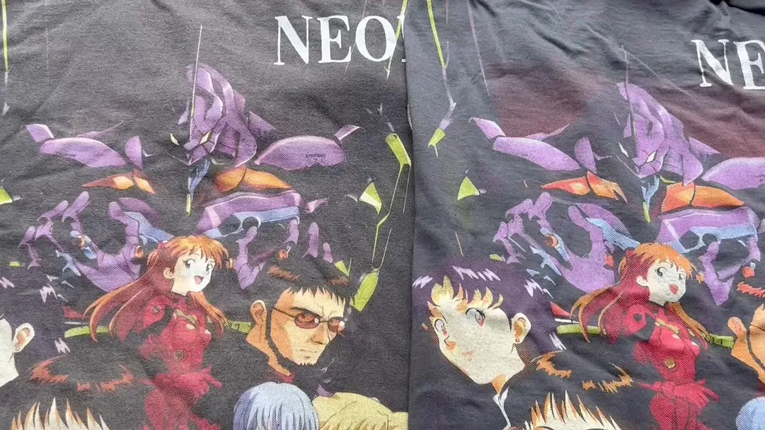 Printing proofing (too many colors, individual color proofing has deviations, has been modified for large quantities) SAINT Mxxxxxx × EVANGELION NEON GNSIS TEE/BLK joint model Neon Genesis Evangelion distressed short-sleeved, washed black S-XL